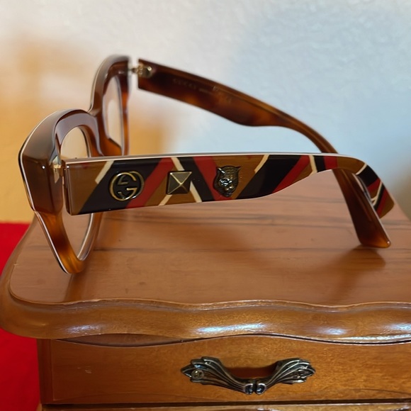 Gucci Women’s Multicolored Cat Eye-Blue Block Eyeglasses w/ Case - Picture 2 of 6
